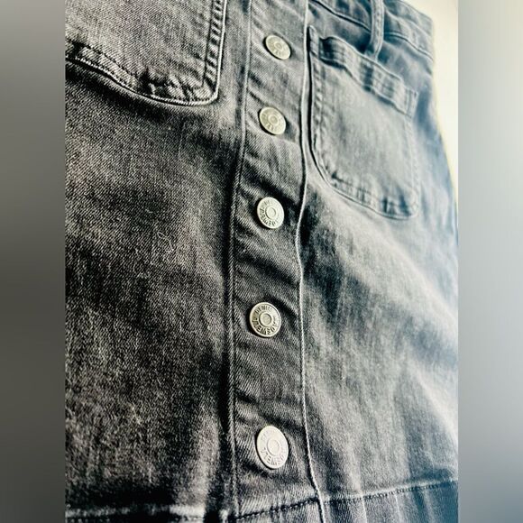 Madewell | Patch Pocket Exposed Button Up Denim Mini Skirt in Black Size 25 - Picture 5 of 7